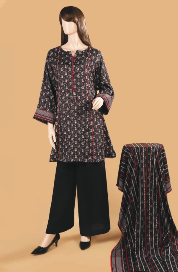 U01-23107-73A Monochrome Collection Unstitched Printed Lawn 3-piece Suit by Saya