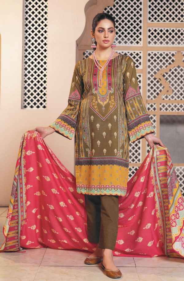 BR-07 Ulfat Digital Printed Unstitched 3 piece Lawn Collection by Bronze