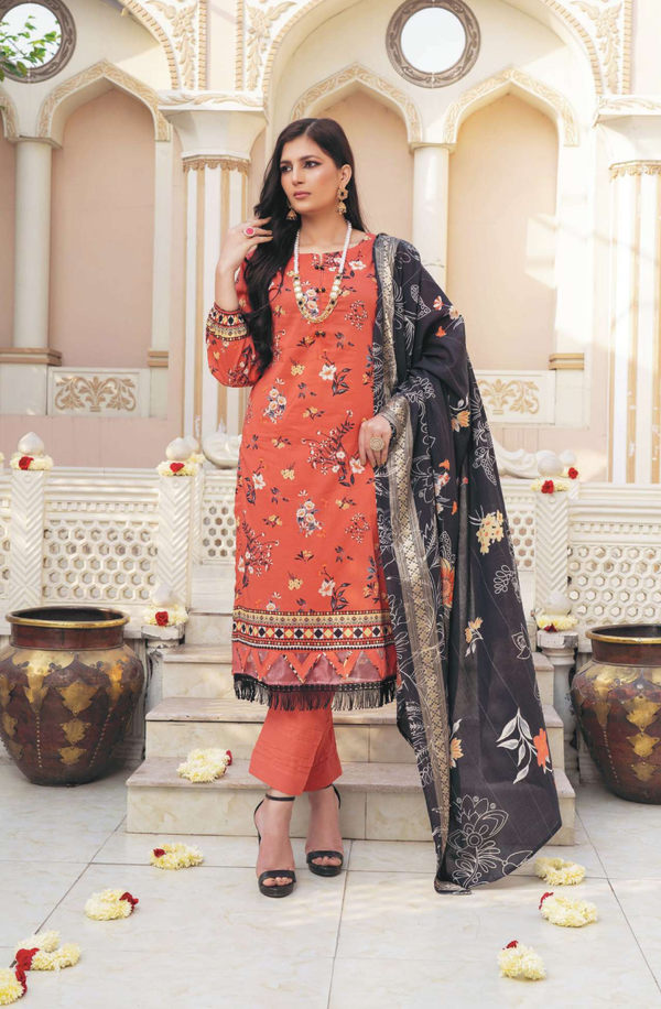 BR-08 Ulfat Digital Printed Unstitched 3 piece Lawn Collection by Bronze