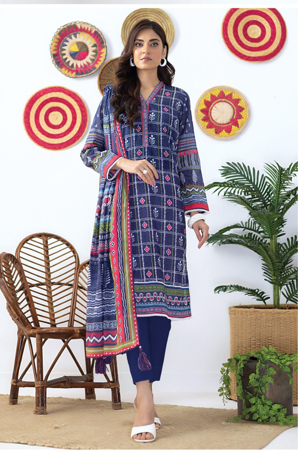 LG-ZH-0073 Unstitched 3 Piece Suit Zari Printed Lawn Volume 5 by Lakhany
