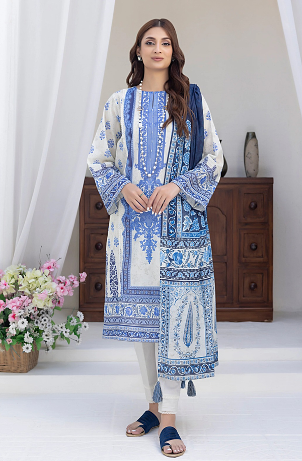 LG-MM-0028 Lakhany unstitched 3 piece Zari Printed Lawn Collection