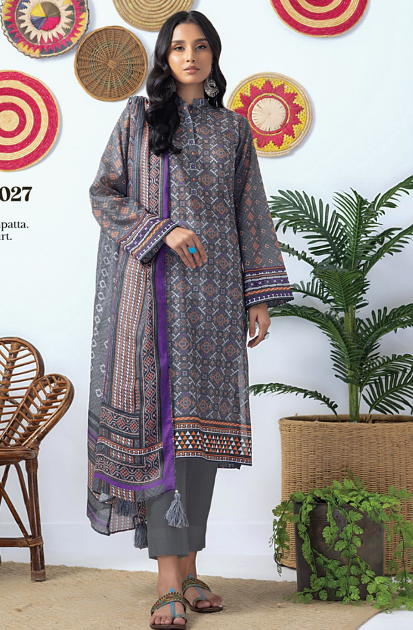 LG-AA-0027 Unstitched 3 Piece Suit Zari Printed Lawn Volume 5 by Lakhany