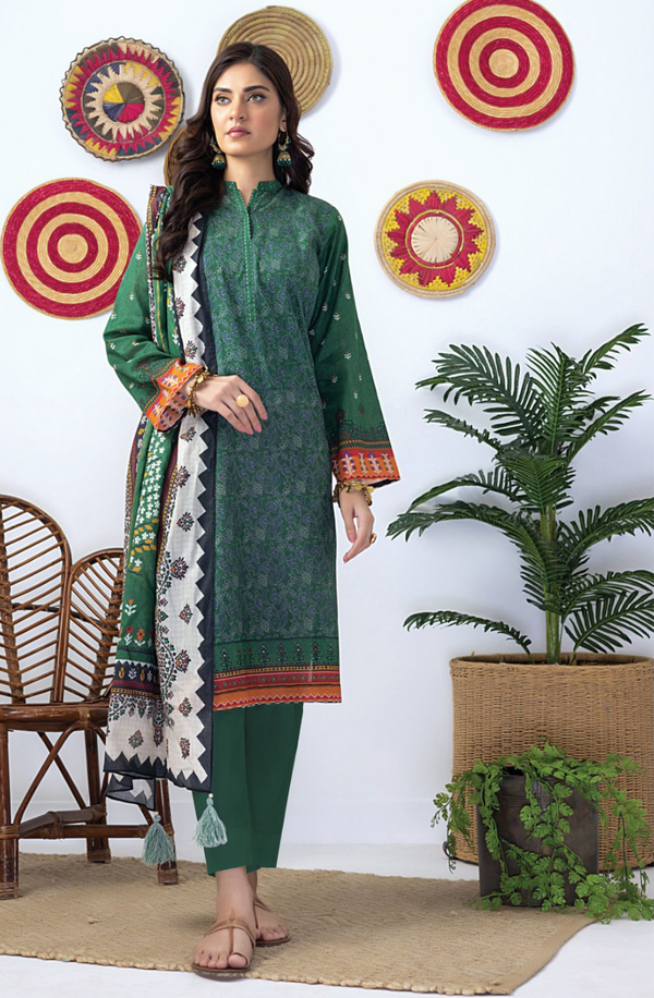 LG-ZH-0077 Unstitched 3 Piece Suit Zari Printed Lawn Volume 5 by Lakhany