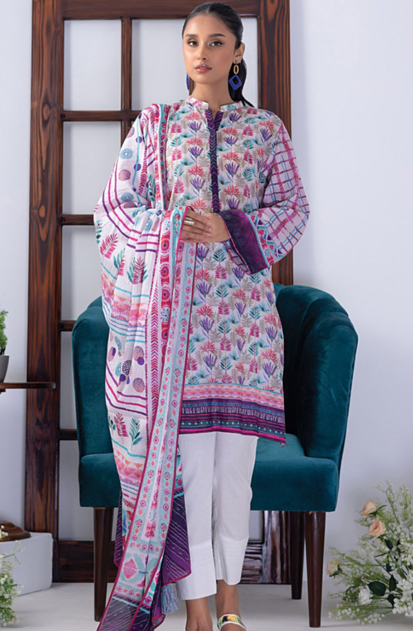 LG-ZH-0056 Unstitch 3 piece Suit Zari Printed Lawn Volume 4 by Lakhany