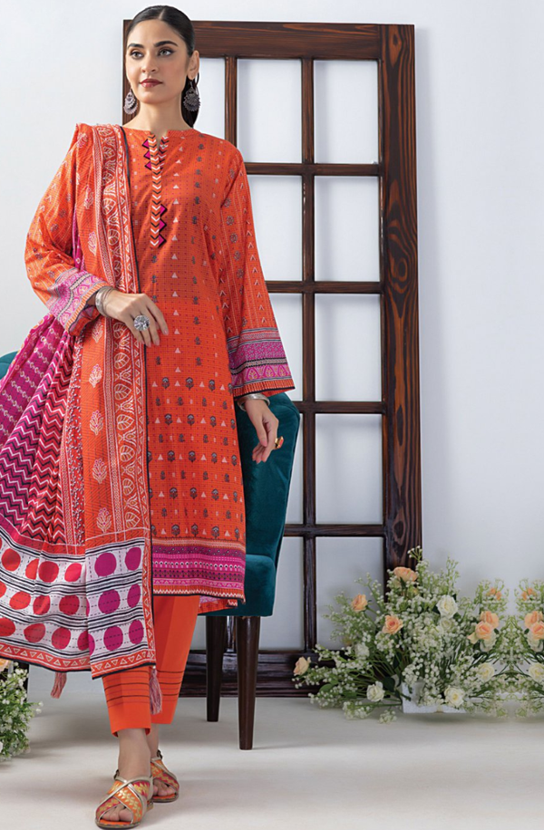 LG-ZH-0055 Unstitch 3 piece Suit Zari Printed Lawn Volume 4 by Lakhany