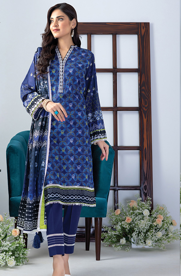 LG-AA-0024 Unstitch 3 piece Suit Zari Printed Lawn Volume 4 by Lakhany