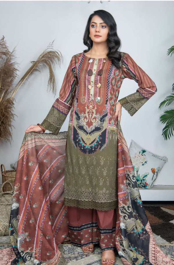 X14813-08 Unstitched 3piece Suit Embroidered Lawn Collection Volume 3 by Rangrani
