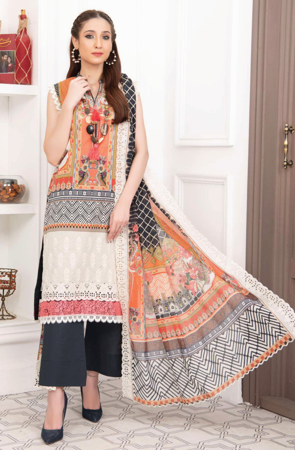 X14780-D08 Unstitched 3piece Suit Embroidered Lawn Collection Volume 2 by Rangrani