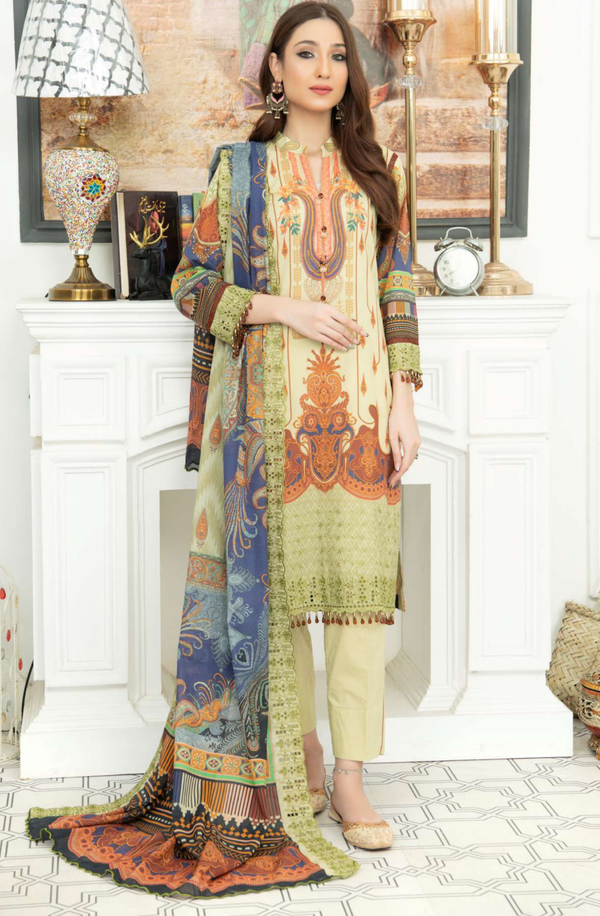 X14775-D10 Unstitched 3piece Suit Embroidered Lawn Collection Volume 2 by Rangrani