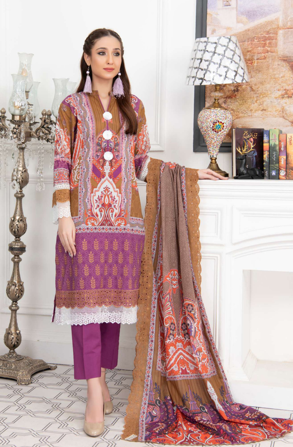 X14772-D02 Unstitched 3piece Suit Embroidered Lawn Collection Volume 2 by Rangrani