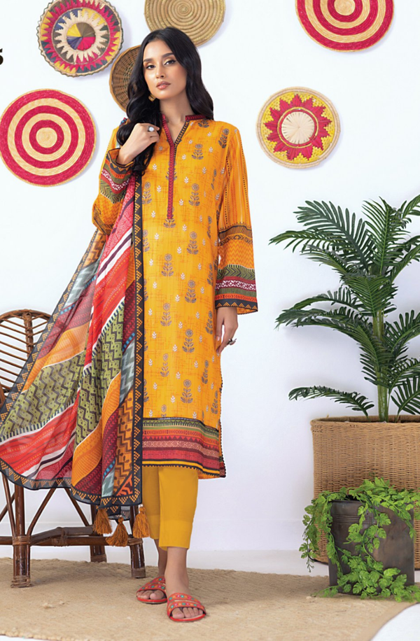 LG-ZH-0075 Unstitched 3 Piece Suit Zari Printed Lawn Volume 5 by Lakhany