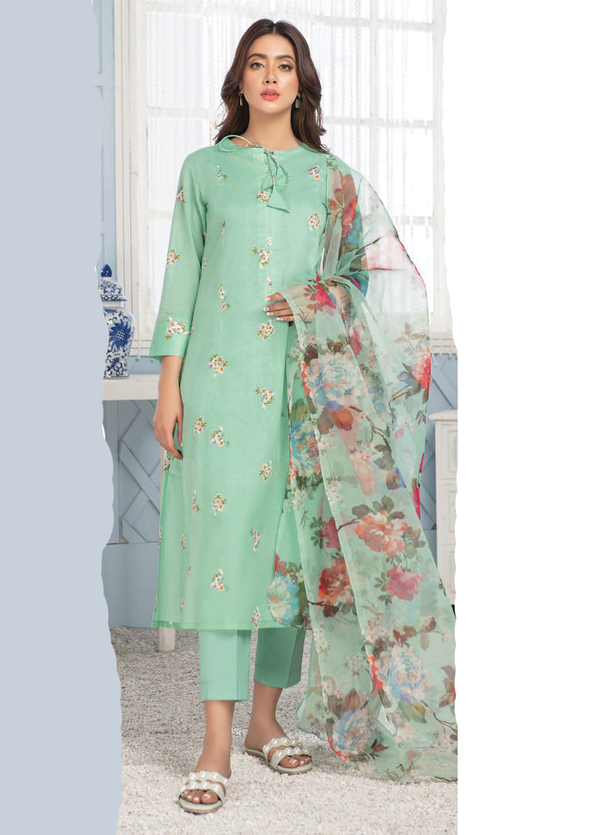 U2624 Sea Green Printed 3 Piece Suit by LimeLight