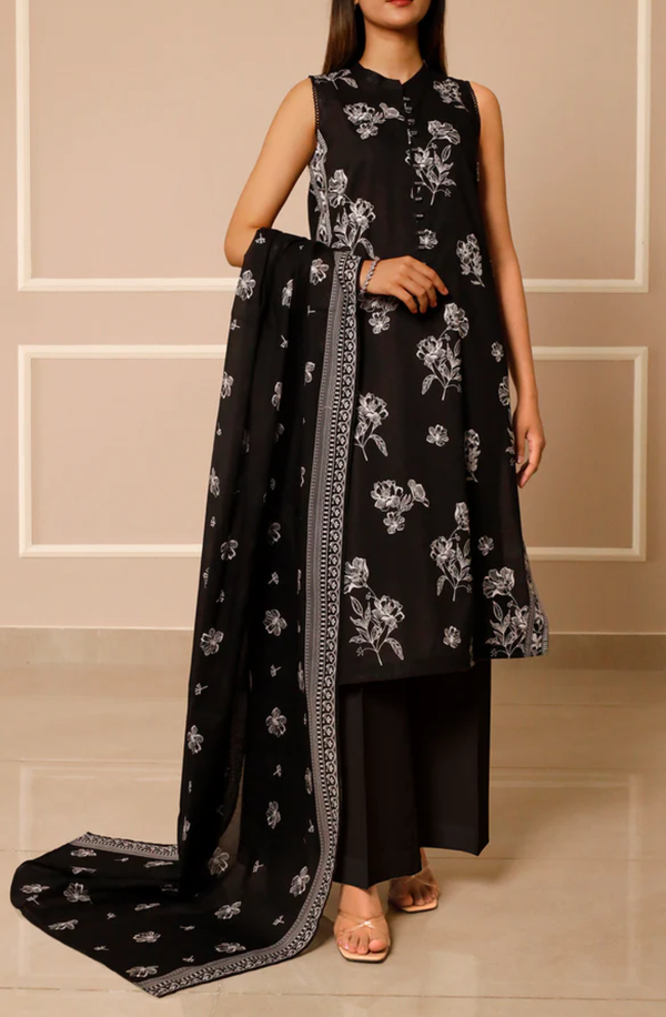 U01-25208-08A Unstitched Printed Monochrom Collection 2025 by Saya