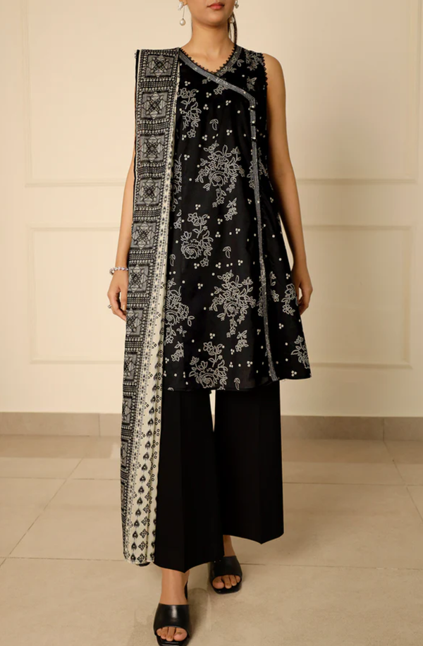 U01-25208-09A Unstitched Printed Monochrom Collection 2025 by Saya