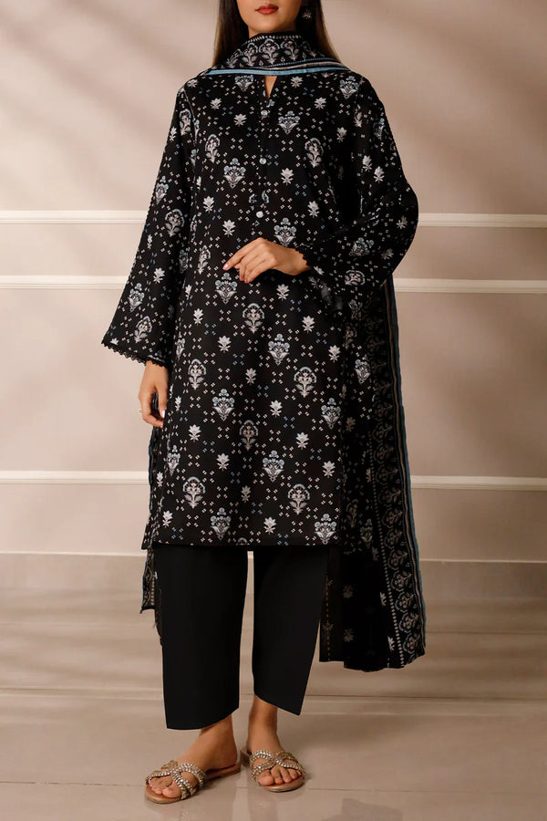 U01-25208-09A Unstitched Printed Monochrom Collection 2025 by Saya