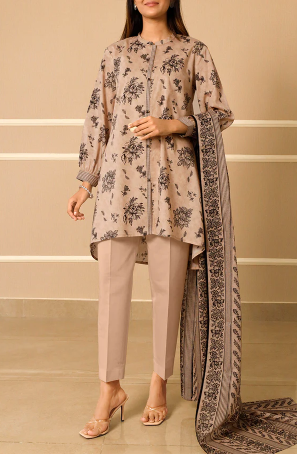 U01-25210-09A Unstitched Printed Monochrom Collection 2025 by Saya