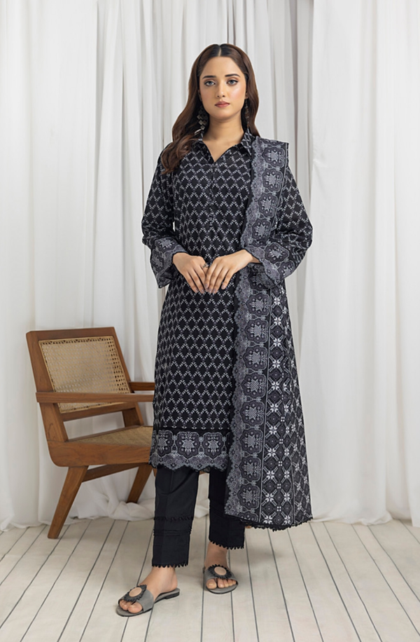 SBNW-02 Unstitch 3 Piece Salina Black & White Suit 2024 Volume 4 by Regalia