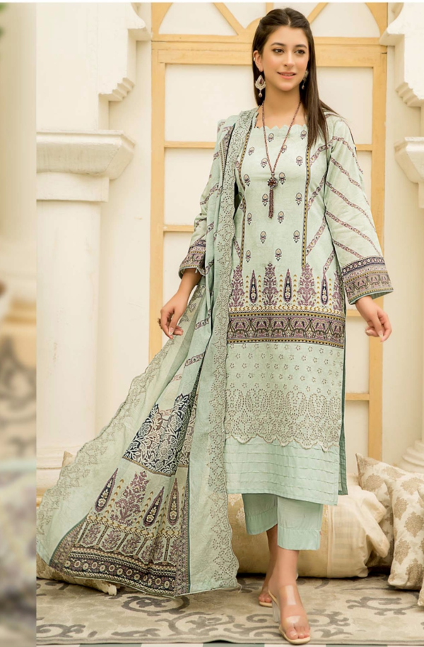 GULMOHR Unstitched 3 piece Luxury Embroidered lawn Suit by Tehzeeb