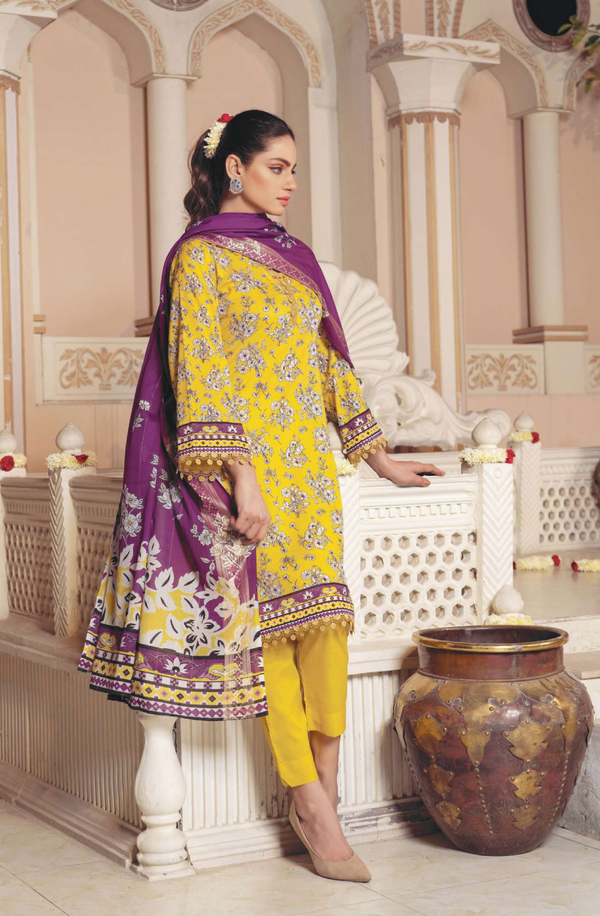 BR-03 Ulfat Digital Printed Unstitched 3 piece Lawn Collection by Bronze