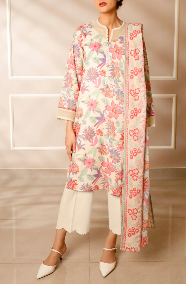 U01-25224-02B Unstitched Printed Lawn Collection 2025 Volume-04 by Saya