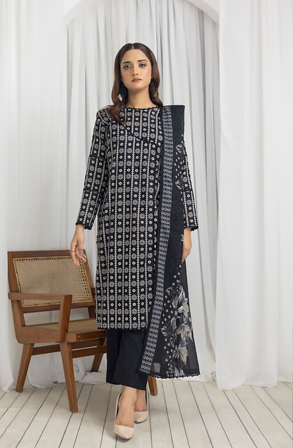 SBNW-05 Unstitch 3 Piece Salina Black & White Suit 2024 Volume 4 by Regalia