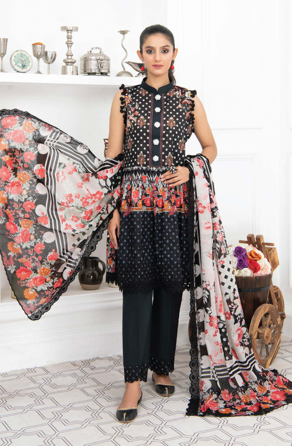 D/5 X17074 unstitched 3 piece Digital Printed Embroidered lawn suit by Rangriti
