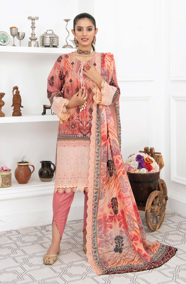 D/6 X17078 unstitched 3 piece Digital Printed Embroidered lawn suit by Rangriti