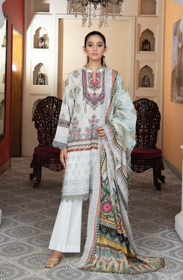 D/7 X17082 unstitched 3 piece Digital Printed Embroidered lawn suit by Rangriti