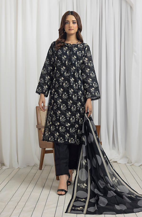 SBNW-08 Unstitch 3 Piece Salina Black & White Suit 2024 Volume 4 by Regalia