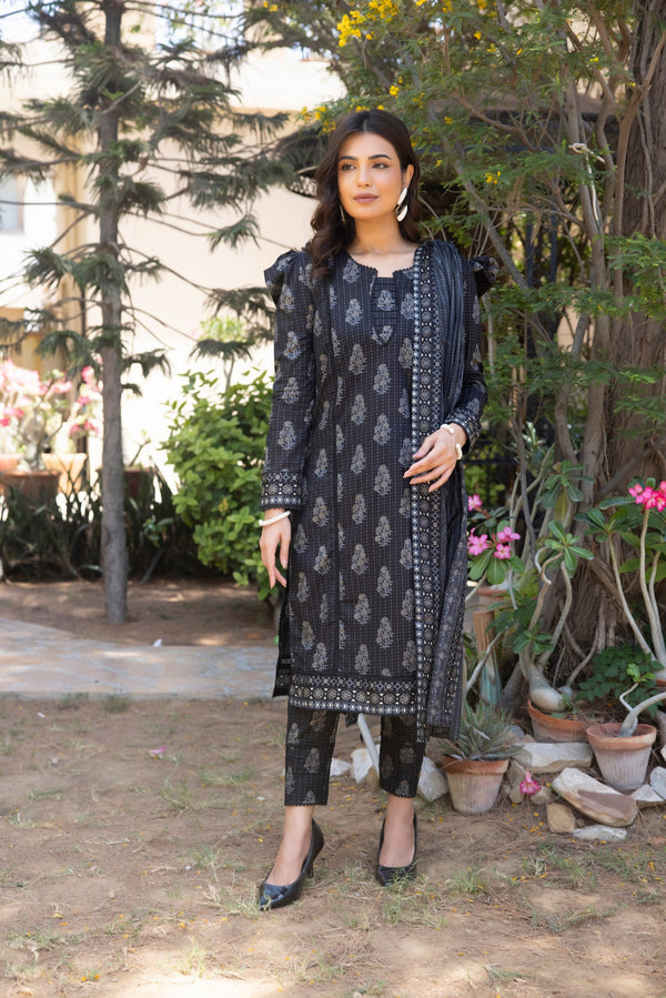 B&W-4 Black & White 2023 Unstitch Printed Summer Lawn by Regalia