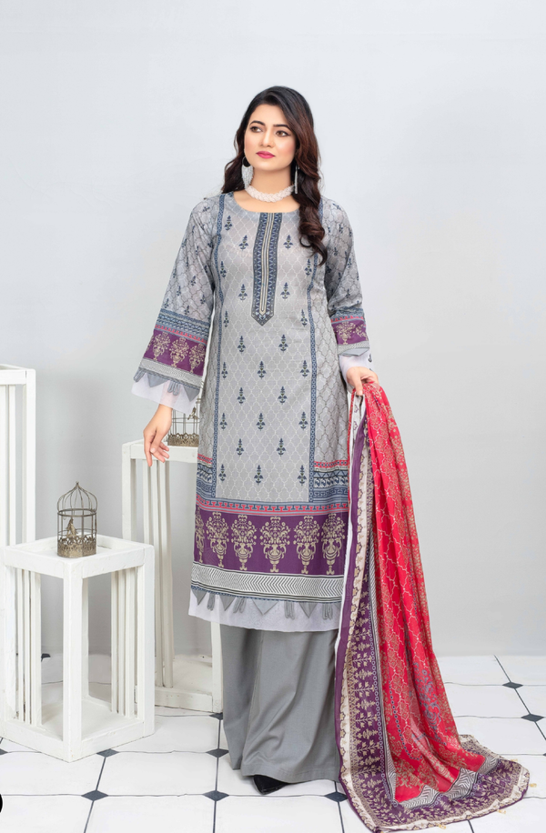MCL-07 Unstitch 3 piece Suit Spring/summer MOCO Print - Original Lawn
