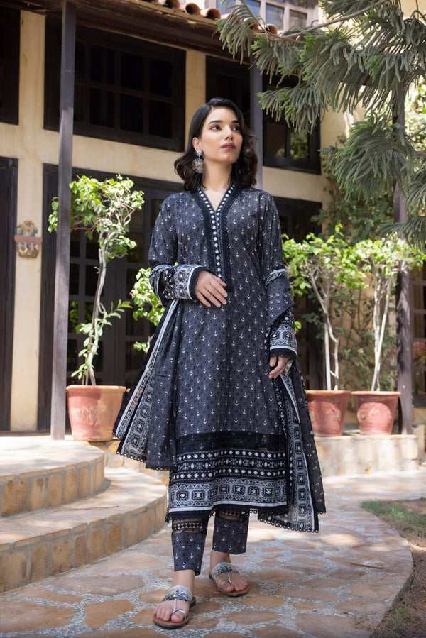 B&W-8 Black & White 2023 Unstitch Printed Summer Lawn by Regalia