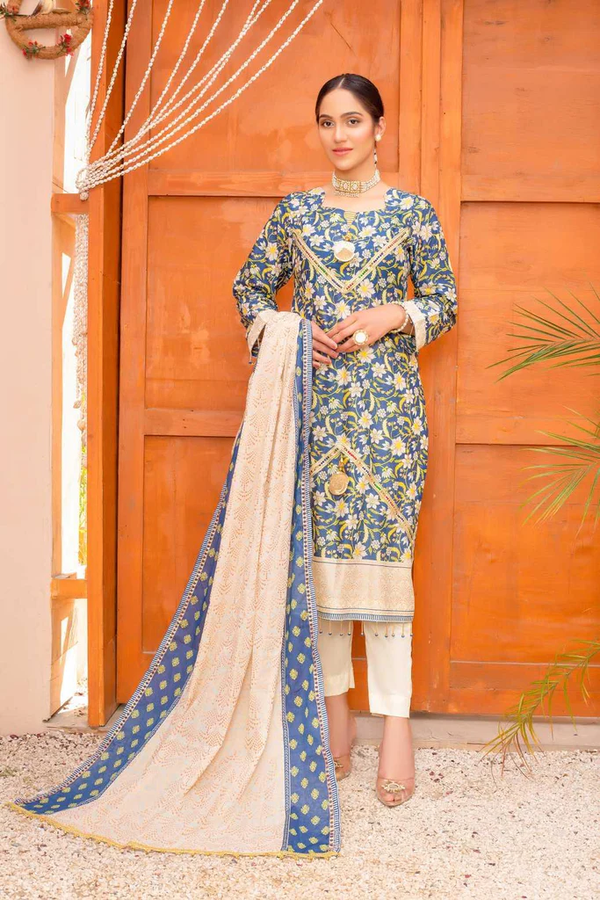 AYSEL PREMIUM D-003 Summer Lawn Unstitch 3 piece suit By Lailama