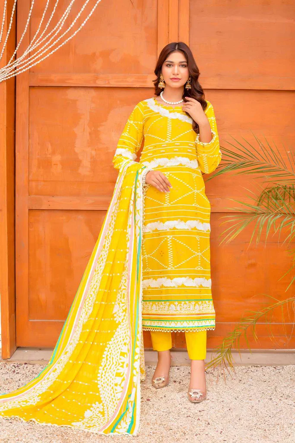 AYSEL PREMIUM D-004 Summer Lawn Unstitch 3 piece suit By Lailama