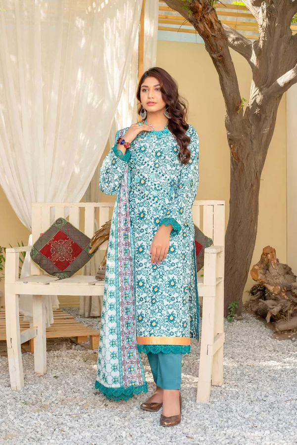 AYSEL PREMIUM D-005 Summer Lawn Unstitch 3 piece suit By Lailama