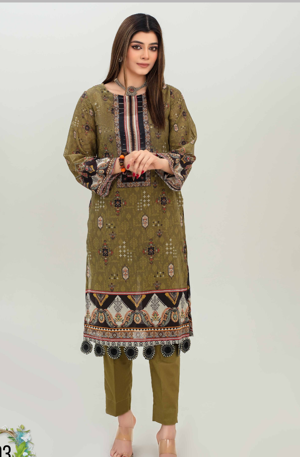 Amna Khadija Digital Printed Lawn Unstitched 2 Piece Suit - D-01 - AM26FNC - Fawn - Summer Collection main image 0