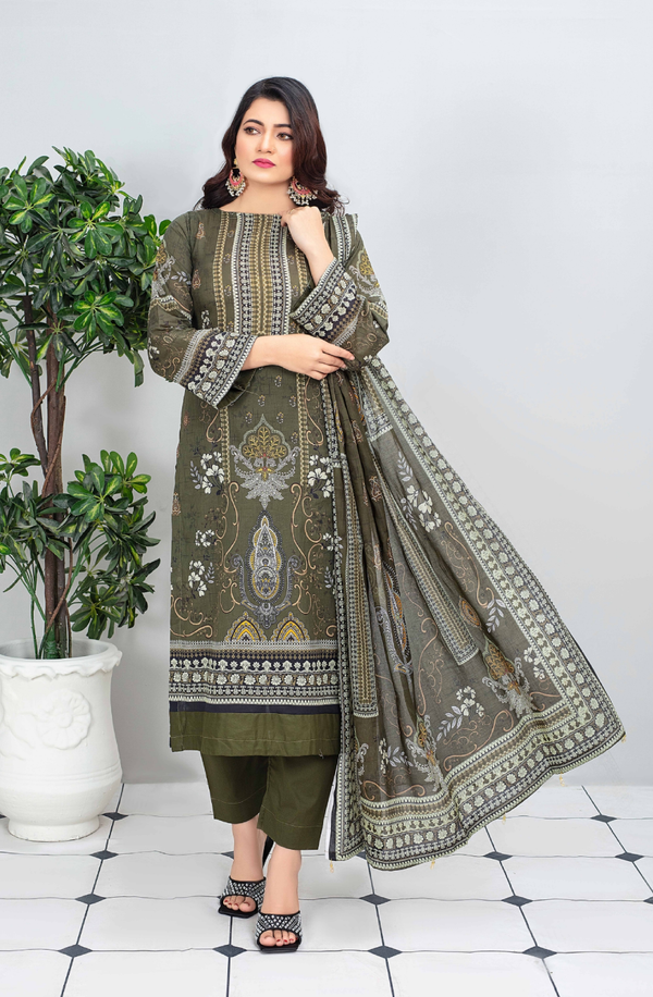 MCL-06 Unstitch 3 piece Suit Spring/summer MOCO Print - Original Lawn