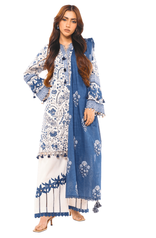 SS-10.1-24 Off-White Unstitch 3-piece suit Summer Lawn Volume-1 by Alkaram Studio