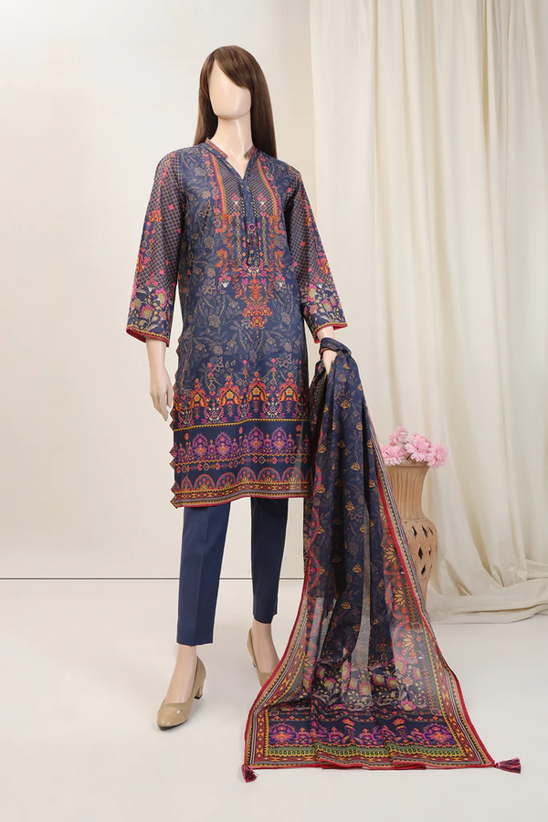U01-23088-08B Unstitch 3 piece Suit Saffron printed lawn Vol-5 by Saya
