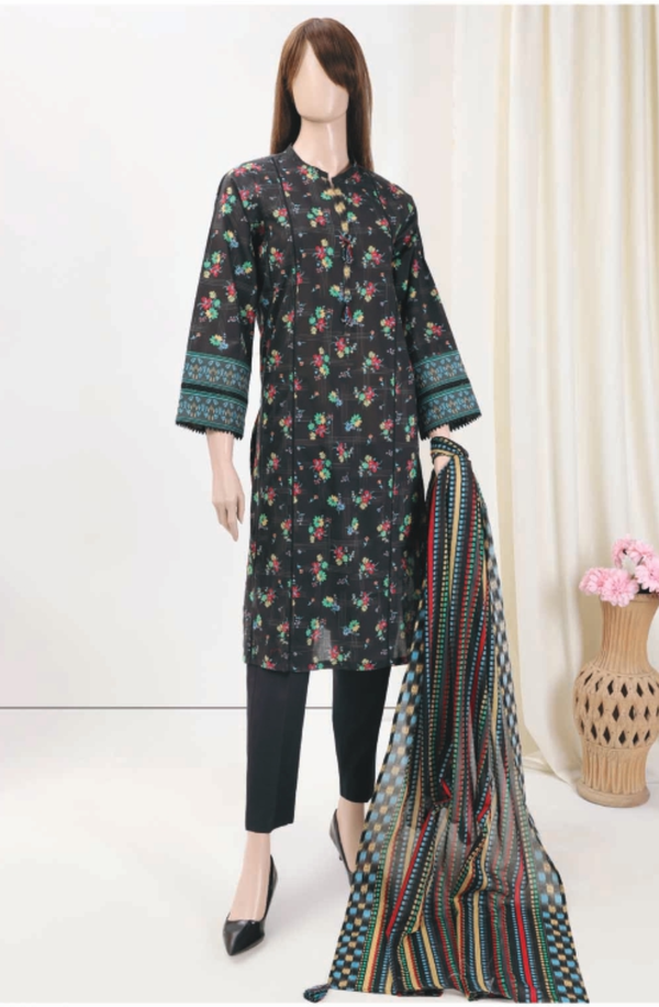 U01-23087-04B Unstitched 3 piece Suit Saffron Printed Lawn Volume 6 by Saya