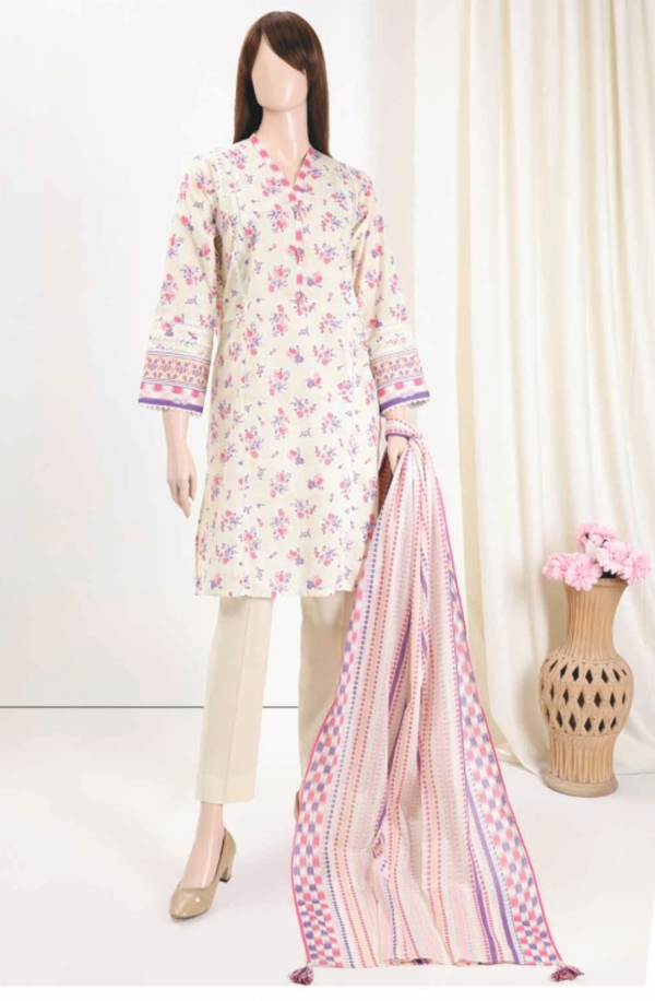 U01-23088-04A Unstitched 3 piece Suit Saffron Printed Lawn Volume 6 by Saya