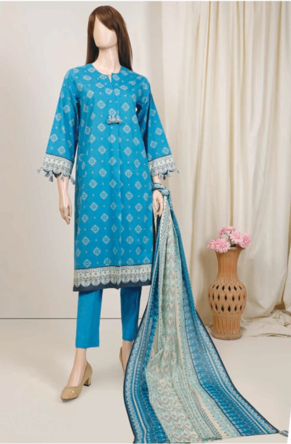 U01-23088-03A Unstitched 3 piece Suit Saffron Printed Lawn Volume 6 by Saya