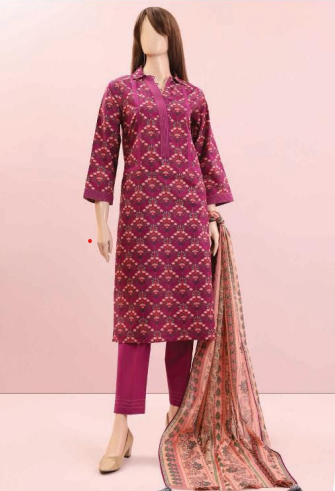 U01-23087-07B Unstitch 3 piece Suit Saffron printed lawn Vol-5 by Saya