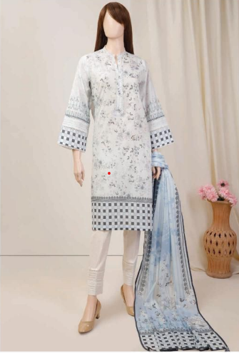 U01-23087-08A Unstitch 3 piece Suit Saffron printed lawn Vol-5 by Saya