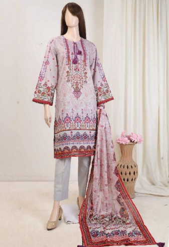 U01-23088-07C Unstitch 3 piece Suit Saffron printed lawn Vol-5 by Saya