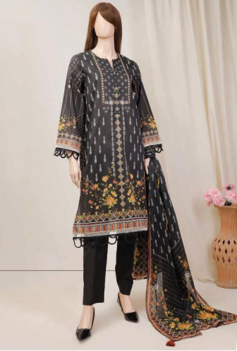 U01-23088-10A Unstitch 3 piece Suit Saffron printed lawn Vol-5 by Saya