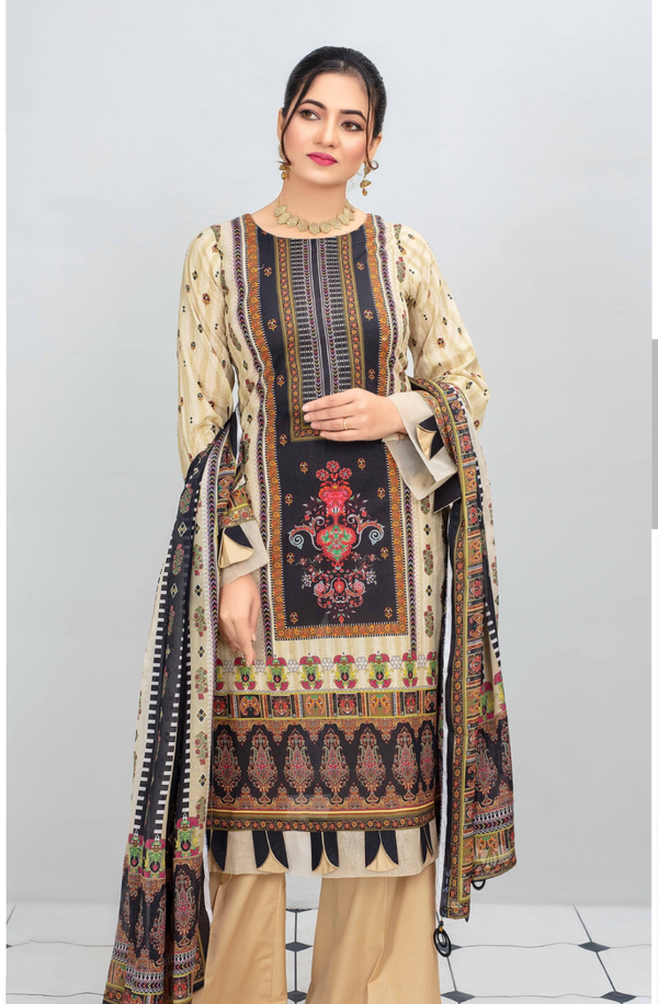 MCL-03 Unstitch 3 piece Suit Spring/summer MOCO Print - Original Lawn