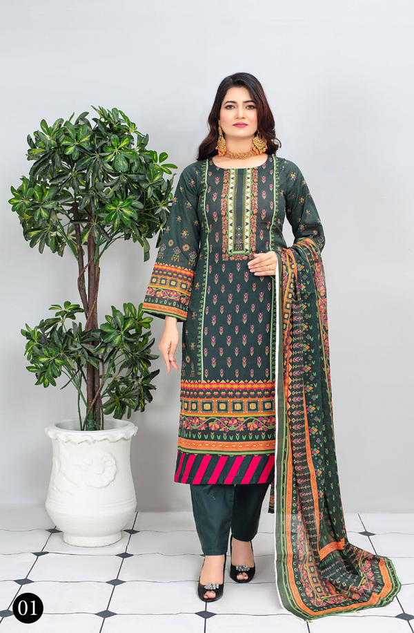 MCL-01 Unstitch 3 piece Suit Spring/summer MOCO Print - Original Lawn