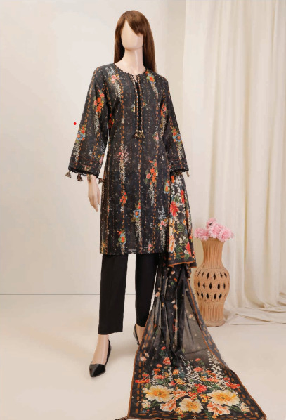 U01-23089-05B Unstitched 3-piece Suit Saffron Printed Lawn Vol-4 by Saya