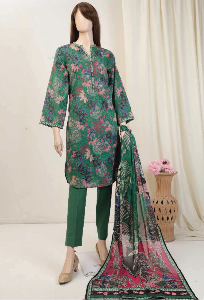 U01-23089-09B Unstitched 3-piece Suit Saffron Printed Lawn Vol-4 by Saya